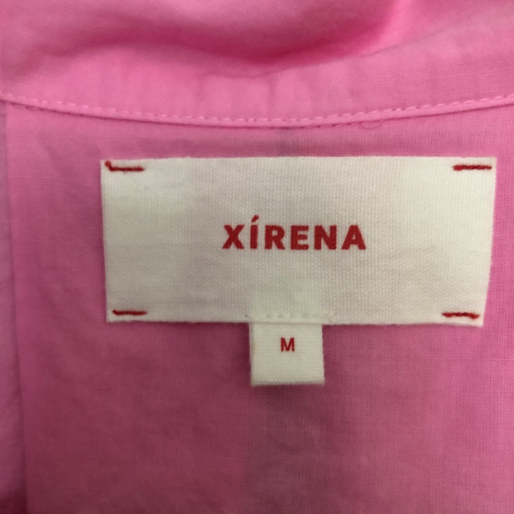 Xirena Elody blouson top ruffle cuffs button front cinch tie waist 3/4 sleeves - Picture 7 of 12